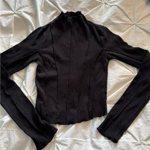 Dynamite Black mock neck ribbed Long Sleeve Women’s XS - Picture 2 of 2